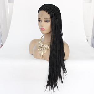 Tresses sans nœuds poshglad perruques tressées courtes, boho boîte sans nœuds tresses perruque blonde perruque afrique dentelle avant avec frange critique express - Product Image 5