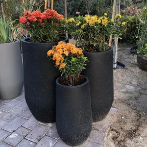 Large Stock Tall Flower Pots Outdoor Fiberglass Clay Plant Pots Style Villa And Hotel Plant Tree Pots Europe Customized Painting