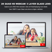 Webcam webcam otomatik odaklama kamerası 5x dijital zoom uzaktan kumanda çift mikrofon halka ışıkları webcam 2k