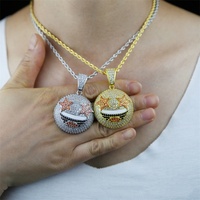 Collier en Zircon glacé personnalisé pour homme et femme, bijoux mignons, pendentifs en forme de cœur, d'étoile, de sourire et de visage