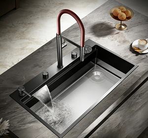 Modern household 304 stainless steel embedded honeycomb single slot intelligent digital kitchen sink - Product Image 1