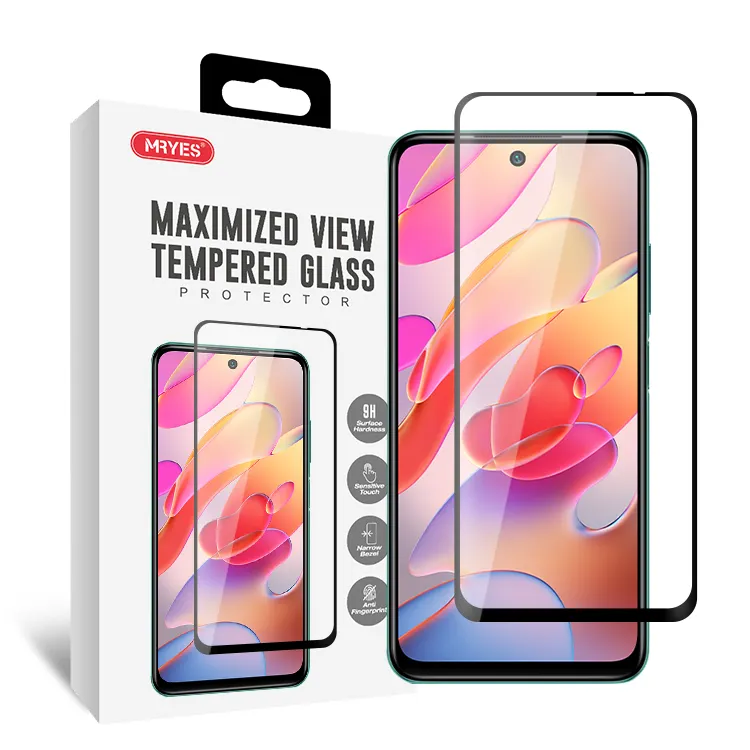 MRYES factory hot sale protectores Mobile Phone Silk print Clear Transparent Tempered Glass Screen Protector For Redmi 10T 5G