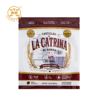 Sac d'emballage refermable pour tortillas, imprimé en gravure sur trois côtés, en PET/PE de qualité alimentaire, réutilisable