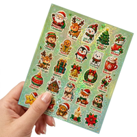 Individuelle Holographische Punktfilm-Aufkleber Wasserfeste Kawaii Cartoon Weihnachts-Schreibwaren-Aufkleber für Feiertags-Tagebuch-Deko Kiss-Cut