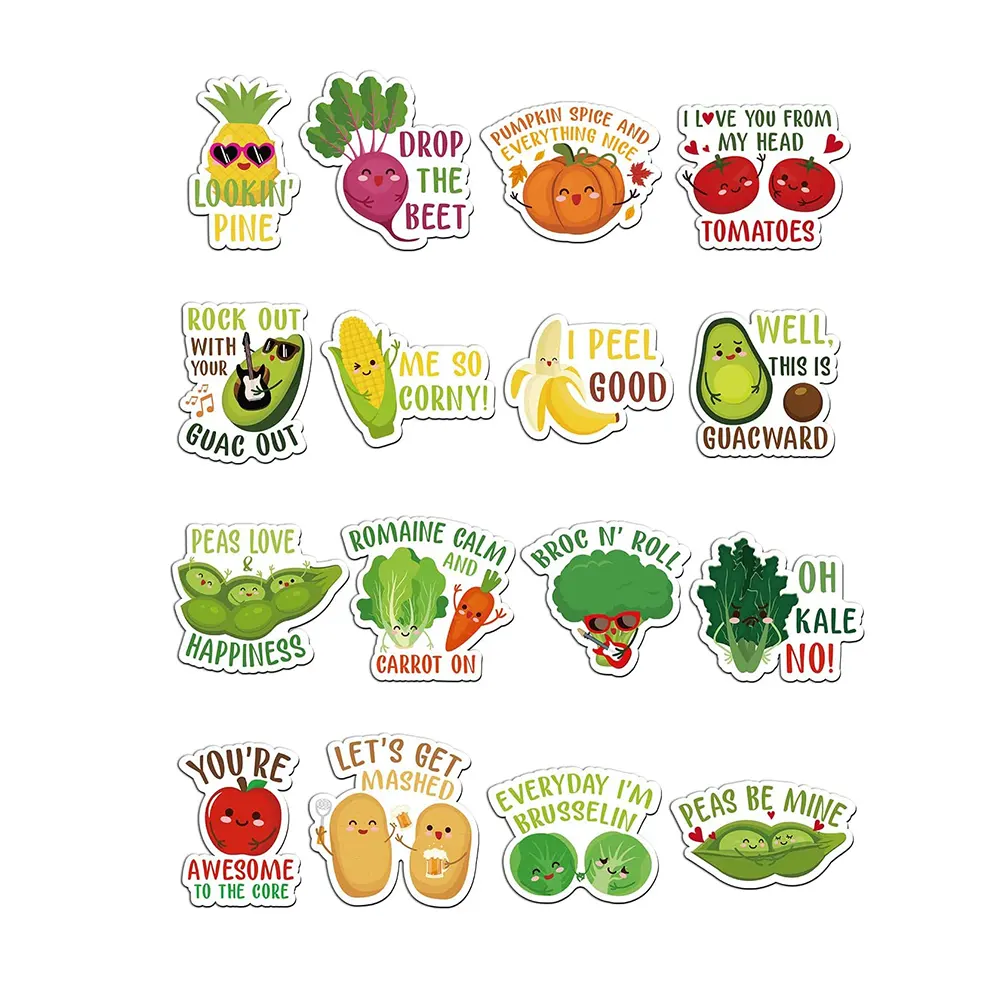 16PCS Funny Fridge Magnets Veggie and Fruit Puns Cute Vegetables Refrigerator Magnets for Office School