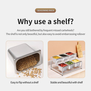 Organizador de condimentos de acero inoxidable de doble capa con diseño de mariposa y aroma a tostado, para 1/6 de tazón, resistente, para tiendas de té con leche - Product Image 3