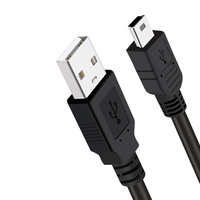 Kabel Pengisi Daya untuk Pengontrol MP3 Player, Camer Dasbor 5PIN Mini Kabel B USB 2.0 Tipe A Pria Ke Mini USB