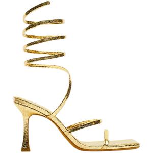 Sandalias de diseñador de cabeza puntiaguda para mujer, zapatos de tacón alto brillantes de metal personalizados, moda de lujo para mujer - Product Image 3