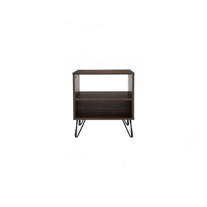 Luxury <b>Walnut</b> Finish SAMOS Side <b>Table</b> with Metal Legs for Living Room Lounge and Elegant Master Bedroom Bedside <b>Table</b> - Product Image 3