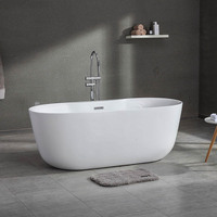 Moderne 67 ''1700mm Ovale Blanc Noir Personnalisé Isolé Portable Adulte Douche Coin Autoportant Acrylique Salle De Bains Trempage Baignoire