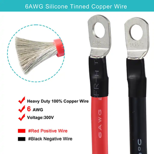 Câble d'interconnexion de batterie de calibre 6 avec cuivre sans oxygène noir + rouge, ensemble de 2 pièces - Product Image 5