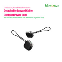 Batterie externe de poche avec cordon détachable 10000mAh 22.5W, charge rapide, chargeur portable avec double sortie Type-C/USB pour les voyages