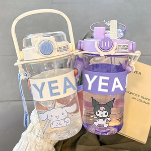 Lindo Sanrioed taza de paja <span class=keywords><strong>Mymelody</strong></span> Kuromi dibujos animados Regalo De vacaciones chica doble bebida taza belleza niños botella de agua de plástico - Product Image 3