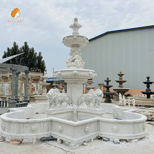 น้ำพุหินอ่อนสีขาวคุณภาพสูง MILY พร้อมลายแกะสลักสิงโต สำหรับตกแต่งภูมิทัศน์รีสอร์ทสุดหรู - Product Image 5