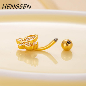 HENGSEN Gioielli per <span class=keywords><strong>Ombelico</strong></span> <span class=keywords><strong>all</strong></span>'Ingrosso in <span class=keywords><strong>Argento</strong></span>, Oro, Acciaio Inossidabile Placcato Oro 18K con Zirconi a Forma di Farfalla per Matrimonio - Product Image 4