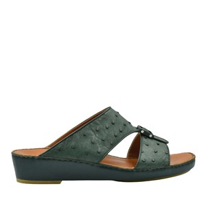 Customized Ostrich Leather Arabic Shoes Metal Parts Slide <b>slippers</b> Gulf Luxury Handmade Footwear Ramadan Beach Holiday - Product Image 2