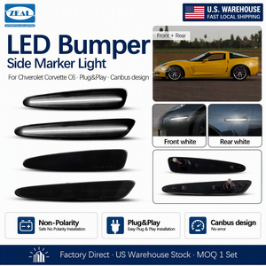 Pour <span class=keywords><strong>Chevrolet</strong></span> Corvette C6 2005-2013, feux de signalisation latéraux à LED blancs avec lentille fumée, avant et arrière, stock local US - Product Image 1