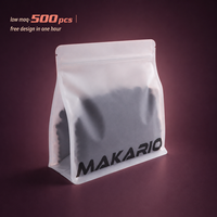 Sacs à café personnalisés OEM de 500 g à fond plat, en papier kraft avec fermeture à valve et zip