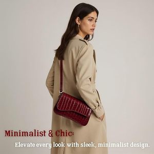 Bolso de Hombro Impermeable Ecológico Personalizado para Mujer, Bolso Bandolera de Piel Vegana con Textura de Cocodrilo, Bolso de Mano Clásico Retro con Cremallera - Product Image 6