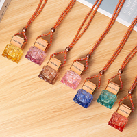 Flacon diffuseur de parfum vide pour voiture, 10 ml, en verre, multicolore dégradé, forme carrée, avec bouchons