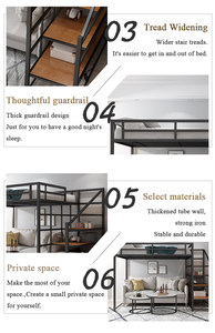 Dortoir Lit Queen-Size Loft Bed Hostel Lits superposés en métal pour adultes avec escalier - Product Image 6