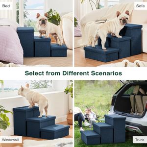 Escaleras de 3 escalones para perros para camas, escalones plegables para mascotas para perros pequeños, medianos y grandes, gatos, azul marino, capacidad de 200 libras, sin condominio - Product Image 5
