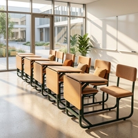 Ensemble de bureau et chaise d'écolier individuel en bois avec structure métallique pour salle de classe