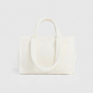 LE PETIT RUISSEAU Sac fourre-tout d'épaule unisexe de luxe en fausse fourrure Sherpa blanche imperméable avec une capacité de plus de 3L - Product Image 3