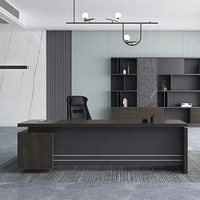 Table de bureau de luxe, table de bureau de direction, table de bureau moderne en bois, meubles en MDF, table de bureau en forme de L pour PDG
