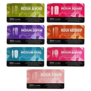 550 <span class=keywords><strong>Uñas</strong></span> Postizas de Almendra de Larga Duración, Puntas de Gel Suave, Cobertura Completa, Acrílico, Gelatina - Product Image 4