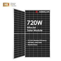 Module solaire AE Solar720W Tier1 N-TYPE HJT - 132 cellules demi-coupées de 210 mm |   Panneau solaire à double vitrage bifacial avec cadre argenté