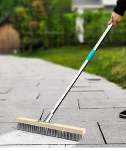 ไม้กวาดลวดพร้อมขนแปรงขัดผิวด้วยแปรงขัดพื้นระเบียงโรงรถคอนกรีตด้ามจับยาว - Product Image 3