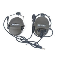 Headset Taktis Wadsn dengan Adaptor Helm Rel Ver.2 - Peredam Kebisingan Aktif & Tahan Air IPX-4 untuk Komunikasi Olahraga