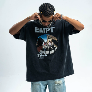 Streetwear High Quality 100% Cotton Heavyweight Oversize Drop Shoulder Boxy Custom <b>Silk</b> Screen Printing 3D <b>Mens</b> O-Neck T-<b>Shirt</b> - Product Image 2