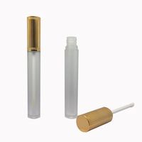 Tube de brillant à lèvres vide mat givré avec capuchon doré électroplaqué, flacon de rouge à lèvres liquide rechargeable, emballage cosmétique DIY pour gloss à lèvres