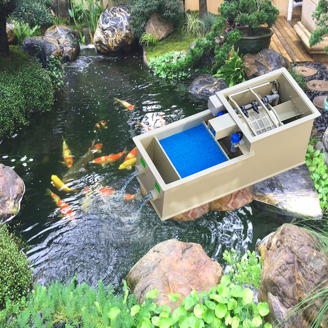 QihangRAS Outdoor Garden Pond Filtration Equipment PP Koi Pond Combi Drum Filter System for Aquarium Fish Tank Water Filtration