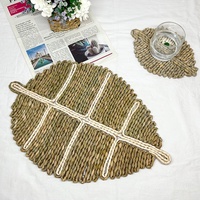 Napperons Bohèmes en Papyrus Tressés à la Main, Écologiques, Anti-Brûlure, avec Isolation Thermique pour Fêtes et Sous-Verres/Sous-Plats