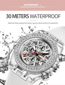 Reloj KIMSDUN 1983B Unisex con Caja <span class=keywords><strong>de</strong></span> Acero Inoxidable, Diamantes, Calendario IPS, Resistente al Agua IP68, Correa <span class=keywords><strong>de</strong></span> Goma Transparente, Fase Lunar, Cuarzo - Product Image 6