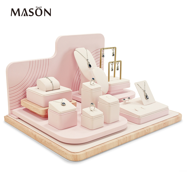 Mason 15 Pieces Pink Luxury Necklace Display Stand Ring Earring Holders Jewellery showcase Display Custom Jewelry Display Stand