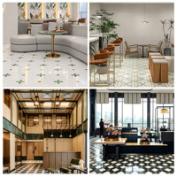 Carreaux de sol en céramique brillants de style français de Guangdong Foshan, antidérapants, épaisseur 9 mm, pour appartement, hôpital, salon, chambre, hôtel