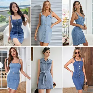 Les fabricants directs à bas prix dirigent les robes en jean pour femmes les vêtements de seconde main les moins chers