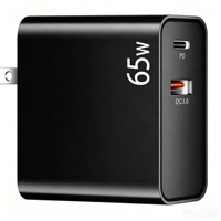 Chargeur mural double port 65W personnalisé avec logo OEM, PD Type-C QC USB-A, bloc de charge rapide PD65W QC18W, prise US, chargeur pour ordinateur portable et téléphone