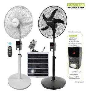 Panneau solaire de 17,9 pouces 18V 35W, ventilateur sur pied rechargeable avec télécommande, batterie externe 25W 30000mA, 6 niveaux de vitesse, 6-12 heures d'autonomie - Product Image 2