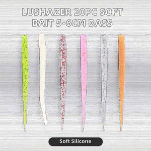 LUSHAZER 20 pcs/sac 5cm 6cm Bass Small Soft Plastic Lure Freshwater Earthworm for Pike Sander Fishing Rooted Small Soft Bait for - Product Image 4