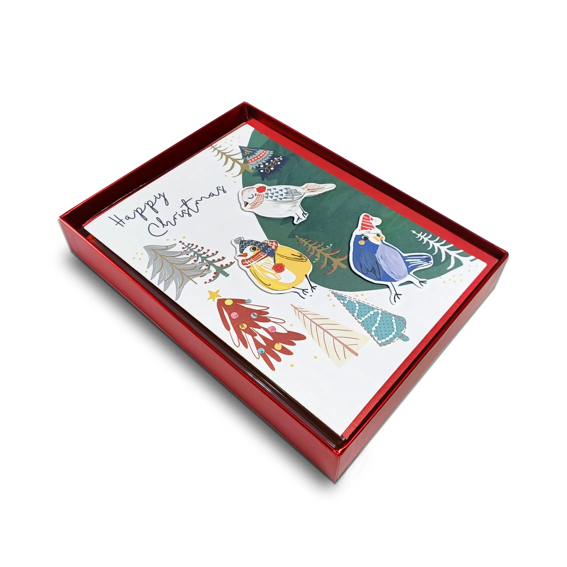 Großhandel benutzer definierte Druck Box Grußkarten Bulk mit Umschlag elegantes Design Urlaub Frohe Weihnachten Karte