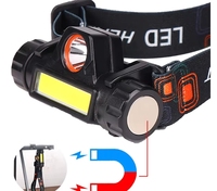 Lampu Kepala LED Mini Portabel dengan USB Terintegrasi dan Senter Magnetik untuk Berkemah, Mendaki, Memancing Malam Hari