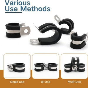 Cable <b>Clamp</b> Kit 25Pcs 304 Stainless Steel Rubber Pad Pipe <b>Clamps</b> For Cable Fixation 6-19mm - Product Image 4