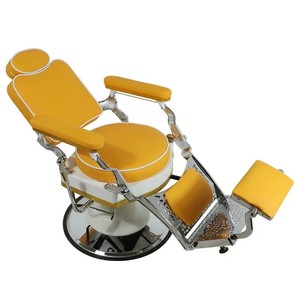 Fauteuil de Barbier Jaune Hydraulique en Cuir PU avec Repose-Pieds pour Salon de Coiffure - Product Image 3