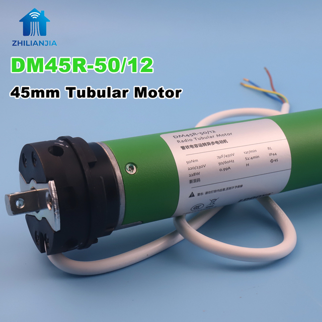 DM45R-50/12 Phi45 Silent Electronic Tubular Motor WiFi RS485 Dry Contact Awning Pergola Roller Shutter Solar Auto Stop Office