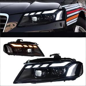 Gruppo Fari per <span class=keywords><strong>Audi</strong></span> <span class=keywords><strong>A4</strong></span> B8 2008-2012 con Luci Diurne Blu a Striscia Singola, Stile RS, Lente LED 12V - Product Image 1